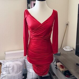 Elegant Red Off-Shoulder Dress